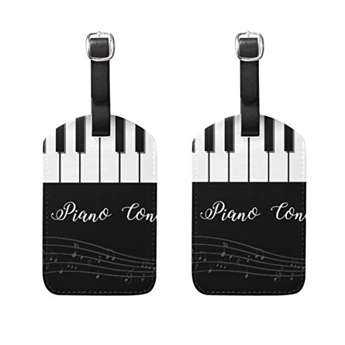 Preisvergleich Produktbild Gepäckanhänger, Klavier-Hintergrund, 2 Stück, tragbare Adress-Namensschilder, Kennzeichenschilder, kariert, Reise-Zubehör für Reisetasche, Koffer