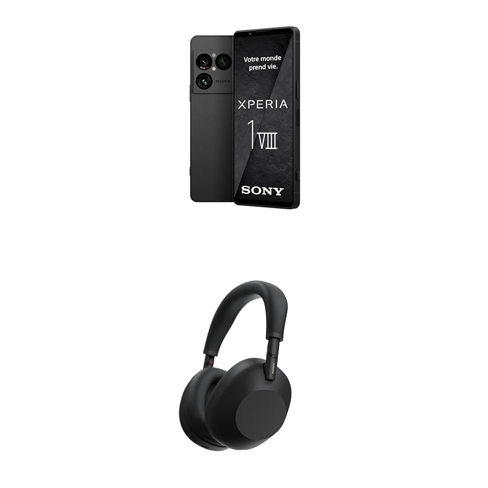 Sony Xperia 1 VIII - 6,5" 19,5:9 FHD+ HDR OLED 120Hz, Dreifach-Kamera mit neuem Teleobjektiv, Xperia AI, Akku für 2 Tage, 3,5mm Audio, Dual SIM, Graphit-Schwarz + WH1000XM6