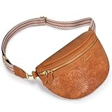 LOVEVOOK Fanny Packs for Women Cross Body, Vegan Leather Belt Bag for Women, Waterproof Sling Purse Fashion Waist Pack Designer Chest Bum Bag with Boho Style Strap