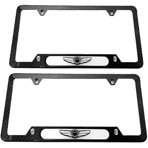 MUYQAVMZD Stainless Steel License Plate Frame Cover Holder for Genesis,Set of 2 Pcs, Carbon Fiber W/Screw Caps Cover