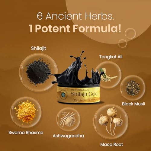 Image of CUREFOREVER Shilajit Gold Resin 20g | Pure Himalayan Shilajit with Ashwagandha, Tongkat Ali, Maca & Black Musli | Energy, Stamina, Vitality & Strength Support for Men & Women