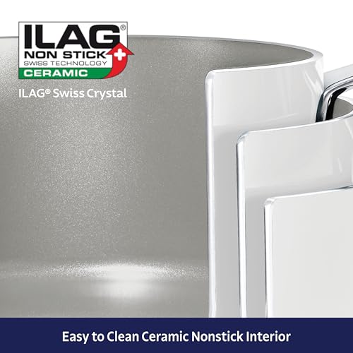 Image of Tramontina Ceramic Non Stick 6-Piece Nesting Sauce Pan Set - White