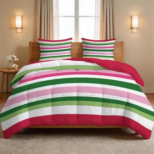 Edredón lavable 200x200 blanco de rayas modernas con 2 fundas de almohada para todo el año 8