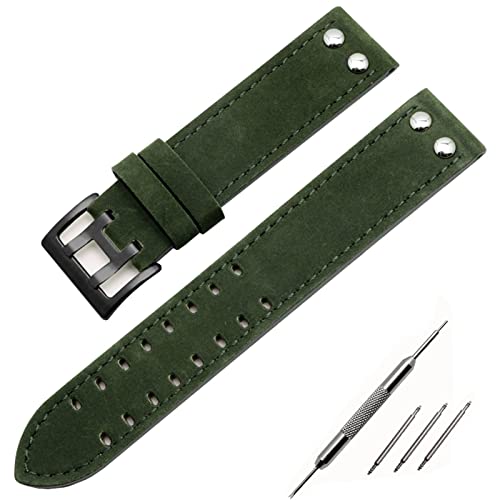 Bracelet de montre cuir SAAWEE anti-usure pour Hamilton Khaki H77616533 22mm