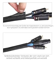 Alex Tech 19mm-3.1m selbstschließend Kabelschlauch gewebter Kabelmantel Kabelschutz zuschneidbar Schwarz Für TV Computer Heimkino Automobilkabel zu Hause und im Büro – Ansicht 2