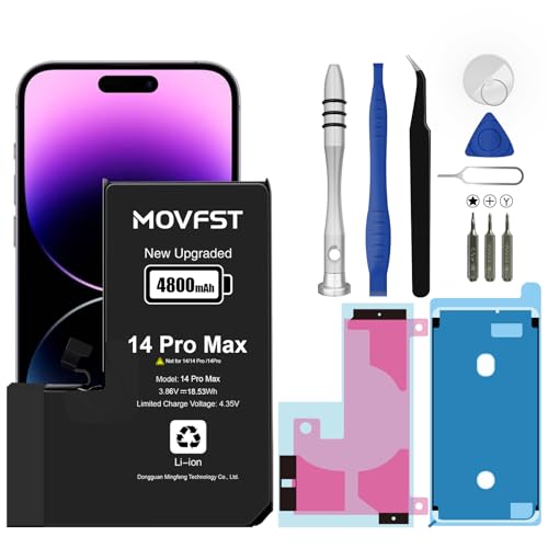 MOVFST Replacement Battery for iPhone 14 Pro Max 4800mAh Li-ion Polymer High Capacity Battery Fit for iPhone 14 Pro Max Model A2894 A2651 A2893 A2895 with Repair Tool Kits