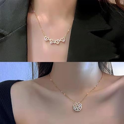 Daughter's 4-Leaf Clover Lucky Charm Necklace and Forever and Rose Gift Box, S925 Sterling Silver Necklace for My Daughter Four Leaf Clover, Birthday Gifts for My Daughter4