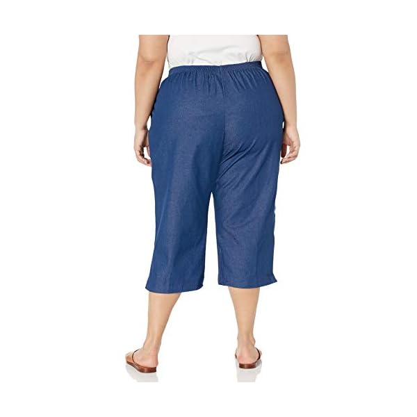 Alfred-Dunner-Womens-All-Around-Elastic-Waist-Denim-Missy-Capris-Pants-Jeans Alfred Dunner Women's All Around Elastic Waist Denim Missy Capris Pants Jeans, Black, 14