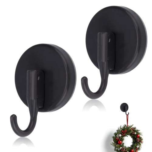 Fukaisu 2pcs Crochets Ventouse pour Couronne, Robustes pour Porte d'Entrée Fenêtre Noël Thanksgiving Halloween Saint Valentin Pâques (Noir)