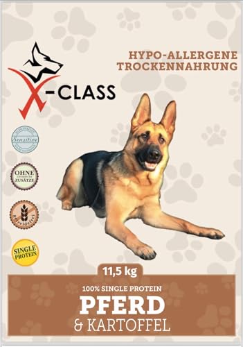 Pferd mit Kartoffel, Hypoallergenes Singleprotein Trockenfutter für Hunde, getreidefrei, für allergische und ernährungssensible Hunde, 11,5 kg