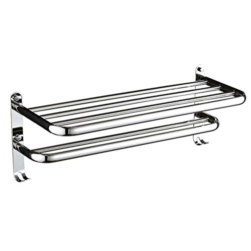 Porte-serviettes étagère de rangement murale salle de bain double barre acier inoxydable