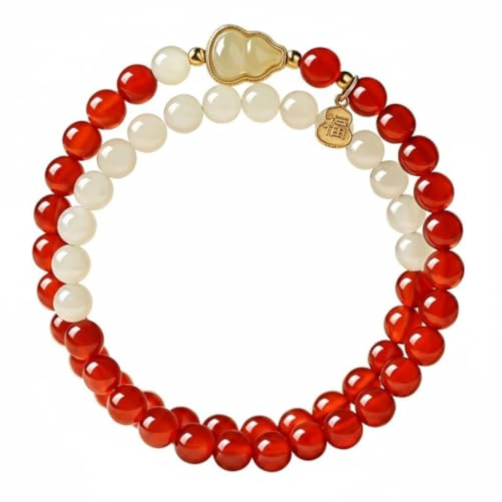Women's Red Agate Jade Gourd Bracelet Gift Idea
