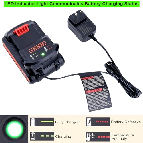 Image of LCS1620B Replacement for Black and Decker 20V Lithium Battery Charger, Compatible with Black and Decker 12V and 20V MAX Battery LBXR20