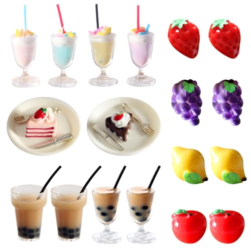 TYXHXTF Lot de 18 Miniature Accessoires, Mini Boisson Alimentaire, pour Maison de Poupée, Accessoires de Décoration pour Maison de Poupée, Filles, Adultes