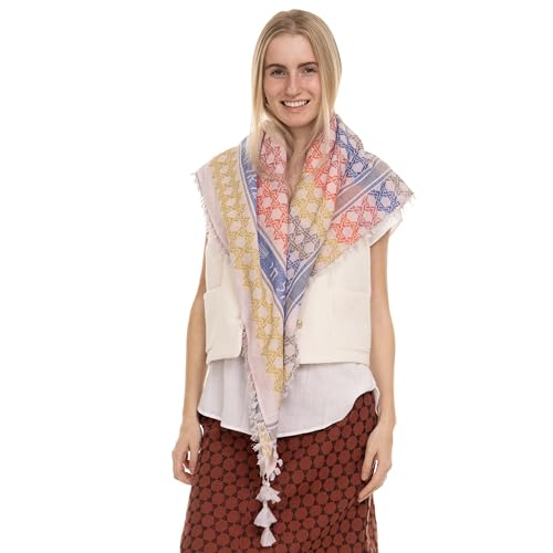 Multicolor Tassel Scarf, Pink Jewish Sudra, Desert Keffiyeh, 100% Cotton, Woven, Unisex4