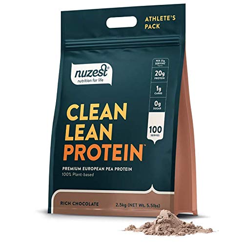 NuzestClean Lean Protein - Premium Vegan Protein Powder, Plant Protein Powder, European Golden Pea Protein, Dairy Free, Gluten Free, GMO Free, Naturally Sweetened, Rich Chocolate, 100 Servings, 5.5lb