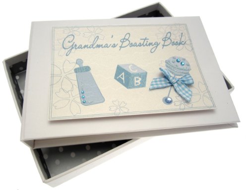 White Cotton Cards Grandma's Boasting Book Tiny Photo Album (Blue Rattle), 12.5x17.5x2.5 cm