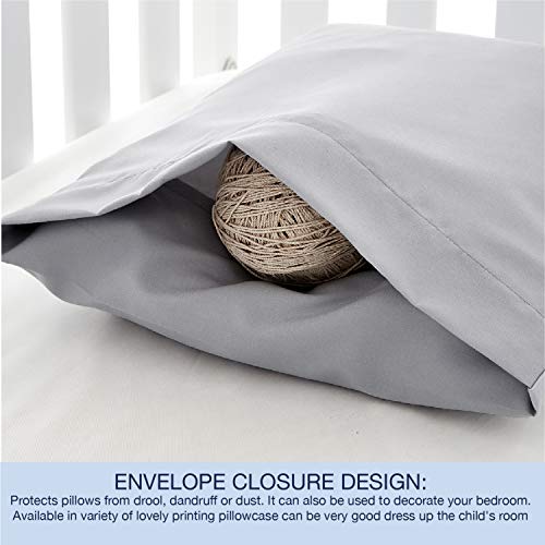 Image of EXQ Home Toddler Pillowcases 13x18 Travel Pillow Case Set of 2, Small Pillow Case Fits Baby Pillow Sized 12x16, 13x18, Kids Pillowcases 2 Pack Machine Washable with Envelope Closure(Light Grey)