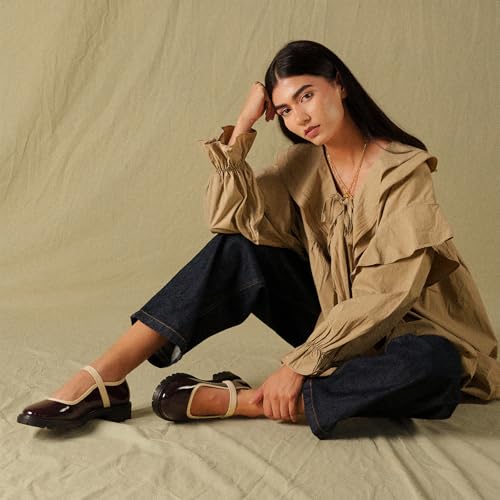 Image of Theater Sensei Pro Women Mary Jane Flats | Glossy Round-Toe Ballerinas with Adjustable Strap | Classy & Comfortable Footwear for Casual and Formal Wear