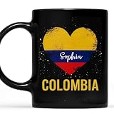 Faeali Personalized With Name Colombia Heart Flag Coffee Mug, Gift For Men, Women Coffee Cup 11oz - 15oz