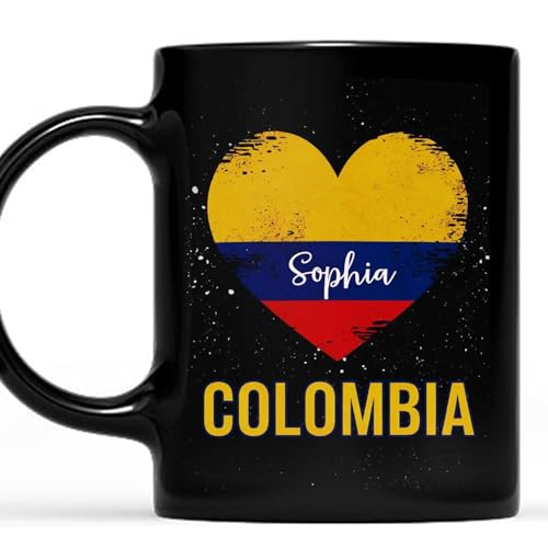 Faeali Personalized With Name Colombia Heart Flag Coffee Mug, Gift For Men, Women Coffee Cup 11oz - 15oz