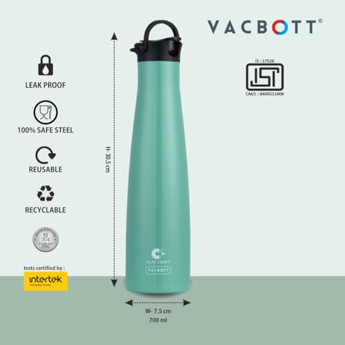 Image of CLAY CRAFT VACBOTT Vega Double Walled|18 Hours Hot and 24 Hours Cold Water Bottle Vacuum Insulated|Flask Bottle 650ml|Steel Bottles for Travelling|BPA-Free|BIS Certified|1Year Limited Warranty