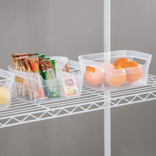 Image of Sterilite 9.5 x 6.5 x 4 Inch Small Open Scoop Front Clear Storage Bin with Comfortable Carry Through Handles for Household Organization (64 Pack)