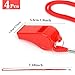 Whistle, Red Whistle for Coaches 4PCS Plastic Whistles for Adults Coach Whistles with Lanyard Referee Whistle Loud Crisp Sound Whistle Emergency for Teacher Polices Officials Sport Training Lifeguard