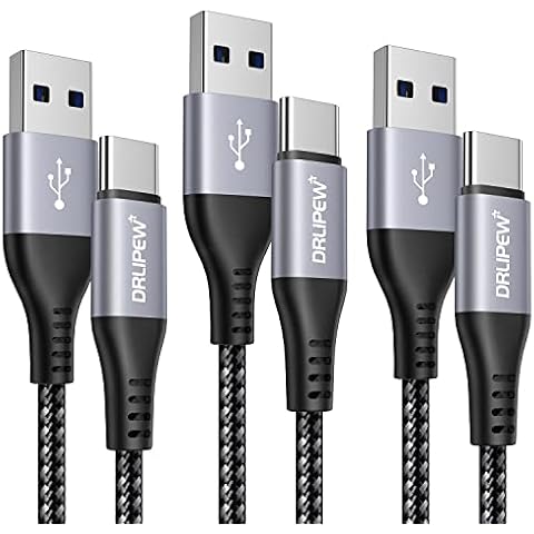 DRLIPEW [3-Pack/2M ] USB Type C Fast Charger Cable, Long USB A to USB C Fast Charging Braided Cable Lead for Samsung Galaxy S22 S21+ S20 Plus S10 S9 S8 A13 A12 A53 A51 A71,Huawei P30 P20, PS5,HTC 10 Cover