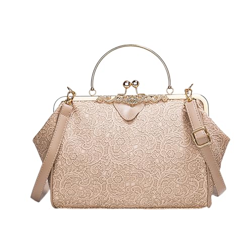 YiQinzcxg Bolso bandolera de piel con cierre beso para mujer, bolso bandolera con correa desmontable, bolso de mano Hoboes para mujer
