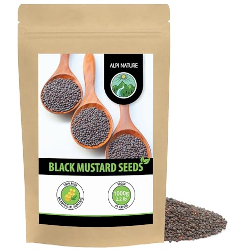 Alpi Nature Mustard Seeds Black Brown 1kg 2.2 lb, Brown Black Mustard Seeds 1-2mm