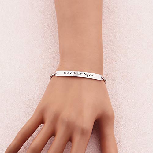 MYOSPARK It is Well with My Soul Hand stamped Bracelet Scripture Bracelet Christmas Gift for Her2