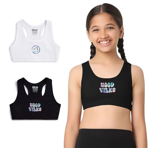 Image of YouGotPlanB Cotton Sports Bra | Ages 8-16 Years | Racerback Style | Non-Padded, Double-Layered for Coverage