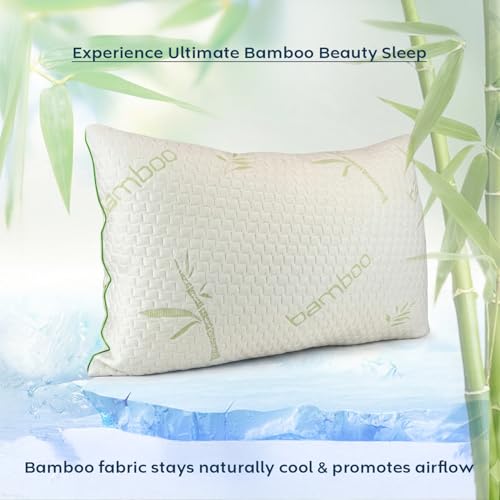 Image of AYKA Premium Bamboo Microfibre Pillow for Sleeping, Set of 4 | 17x27 Inch Hotel Luxury Bed Pillows | 100% Virgin Fiber Fill, Soft & Fluffy | Neck Support for Side, Back & Stomach Sleepers