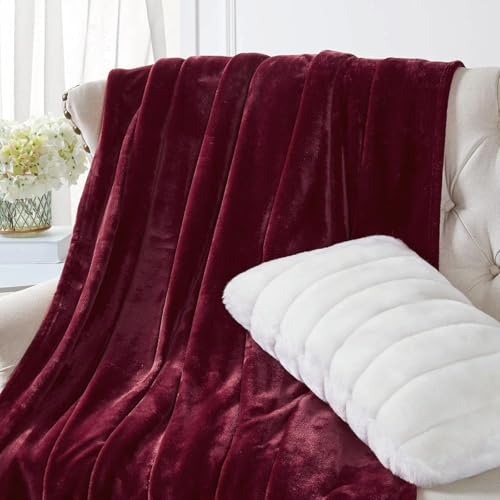 Image of Harleen Blankets, 250 GSM Super Soft Flannel Cozy Blankets for Single Bed, Washable Lightweight Blanket for Couch Sofa Bed Office, Warm Plush Blankets for All Season (Maroon, Double)