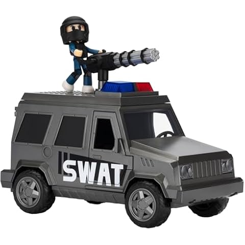 DevSeries Jailbreak: SWAT Van - 8-Inch Vehicle with Lights, Working Treads, Mounted Machine Gun, 2.75-Inch Figure, and Exclusive Virtual Item Code Cover