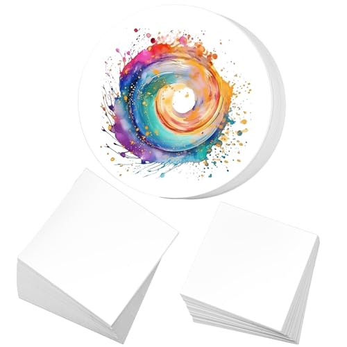 Fullhawl 120 Sheet Spin Art Refill Paper for Spin Machine White Square Round Cards Large Spins and Spiral Paper Craft Art Thick Cards 3 Sizes for DIY Crafts Classroom Decor 3.35 4.25 5.79 Inches