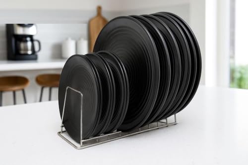 Image of WINK CUTLERY'S 24 Pcs Dinner Set for Family - 6 Dinner Plates, 6 Snack Plates & 12 Bowls | Unbreakable Plastic Dinnerware Set | Dishwasher Safe, Lightweight & Durable Dining Set (Black)