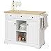 SoBuy FKW101-WN Kücheninsel mit Arbeitsplatte Küchenwagen mit 2 Türen und offenen Regalfächern Küchenschrank mit 3 Schubladen Sideboard auf Rollen Küchentrolley weiß BHT ca.: 115x90,7x46cm