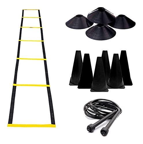 Kit Escada + 10 Pratos + 10 Cones + Corda Black Funcional