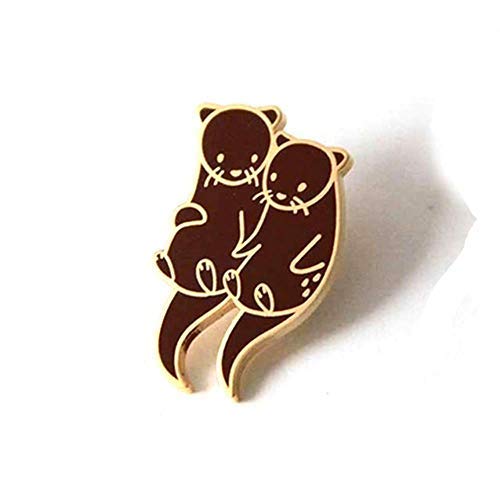 Cute Cartoon Couple Enamel Pin, Otters Women Pin, Gift for Lover, Animal Brooch, Jewelry Accessories