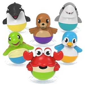 Tub Works® Tub Bobbers™ Bob, Wobble & Float Upright Toddler Bath Toys, 6 Pack | Unique Wobbling Action | Sealed, No Hole Baby Bath Toys | Engaging Bathtub Toys for Kids | Water Table & Baby Pool Play