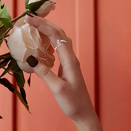 Praymos Birth Flower Ring January Birthstone Rings For Women Rudy Rings Adjustable Thumb Rings Carnation Flower Rings #TOP3