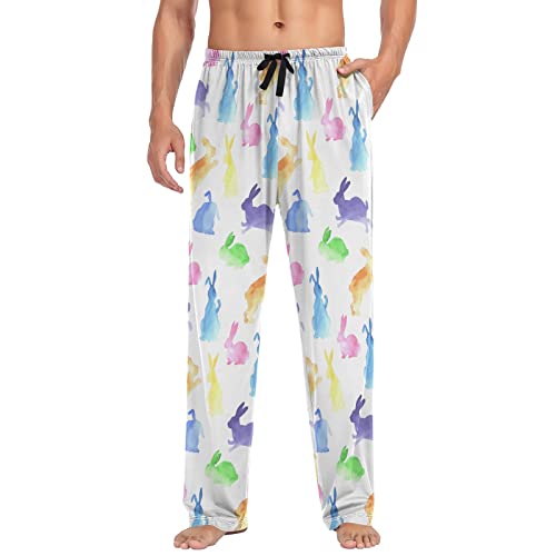 Lavender Flowers Pajama Pants Mens Lounge Pants Straight-Fit Men Pajama Bottoms with Pockets Drawstring3