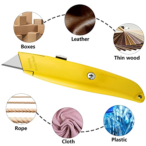 Image of DIYSELF 2 Pack Retractable Box Cutters, Ergonomic Grip Utility Knife | Retractable Box Cutter Knife for Boxes, Tape, Rope and Craft, Durable PVC Pipe Cutter for Office, Garage and Warehouse