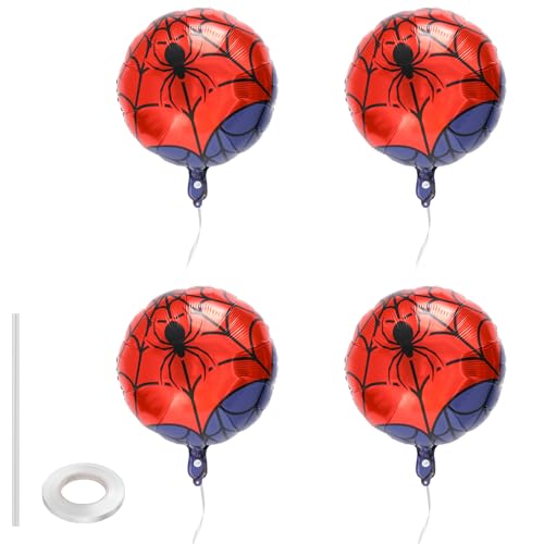 4pcs Ballon Araignée, 45cm Ballon en Aluminium Motif Toile D'Araignée Décoration de Fête pour Garçons et Filles Fournitures de Fête D'Anniversaire D'Halloween