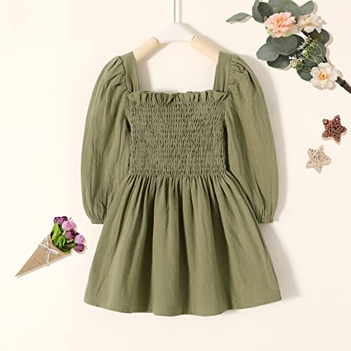 Happy Town Toddler Girl Dress Long Sleeve Play Wear Dress Baby Solid Color Casual Fall Winter Clothes3