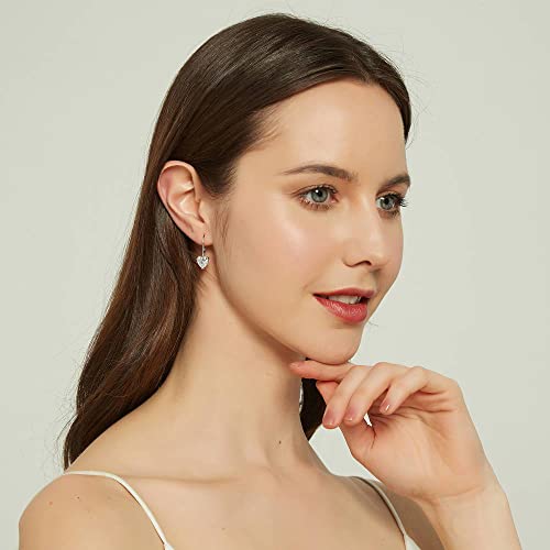 Berricle Sterling Silver Solitaire 3.4 Carat Heart Cubic Zirconia Cz Anniversary Leverback Dangle Drop Earrings For Women, Rhodium Plated #TOP5