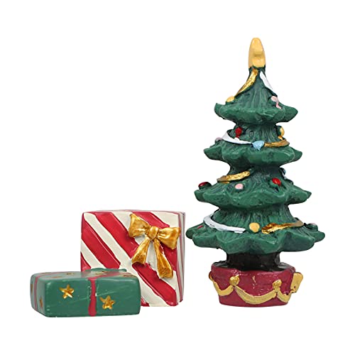 Balacoo 1 Set Christmas Aquarium Decoration Xmas Tree Figure Present Box Miniature Resin Micro Landscape Ornaments for Holiday Fish Tank Supplies Table Decor