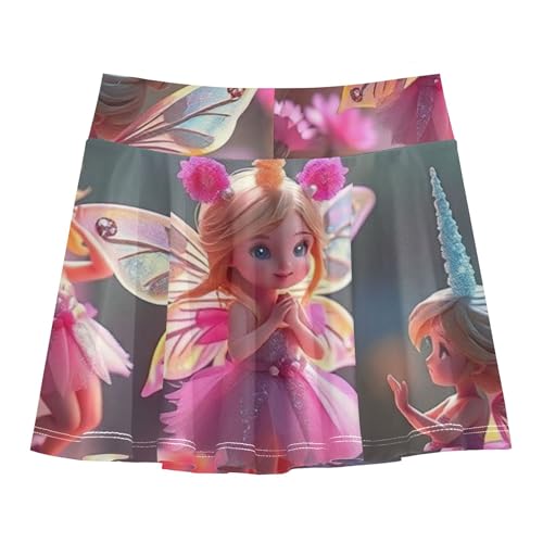 Joisal Skirts with Shorts Cute Characters Poses Girls' Shorts Athletic Skorts Colored Pleated 4t2